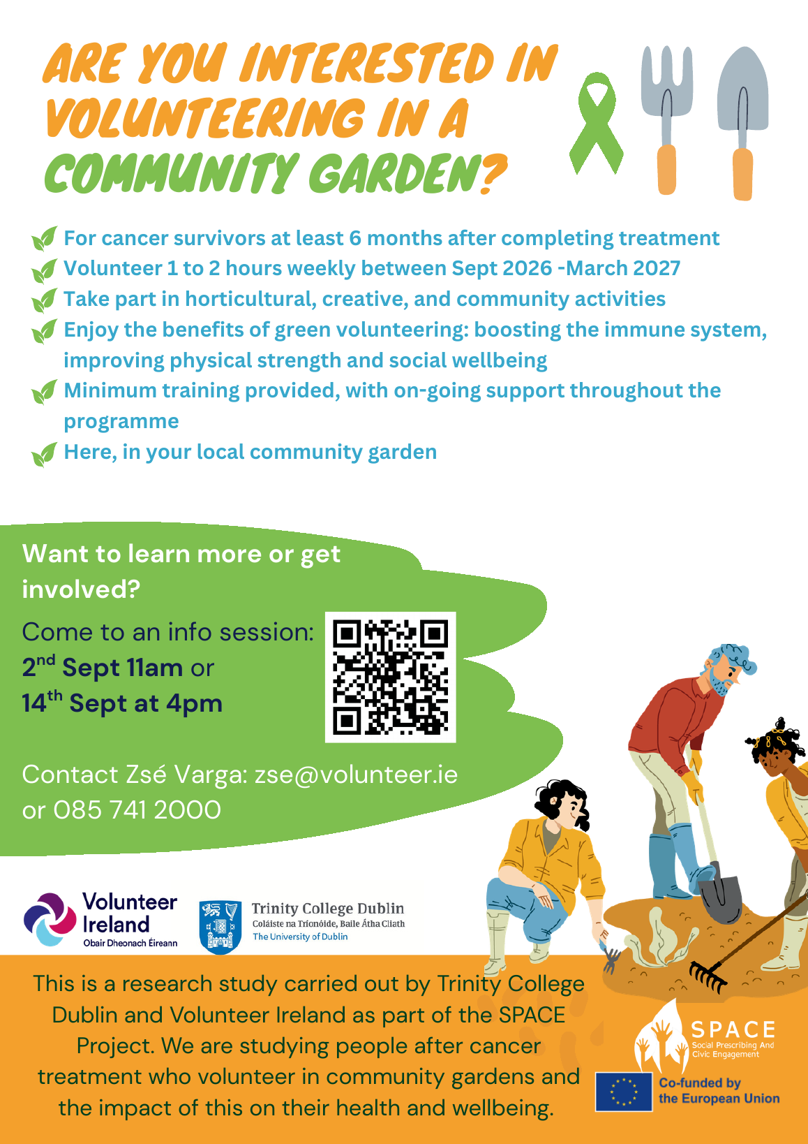 Community garden volunteering study recruitment poster